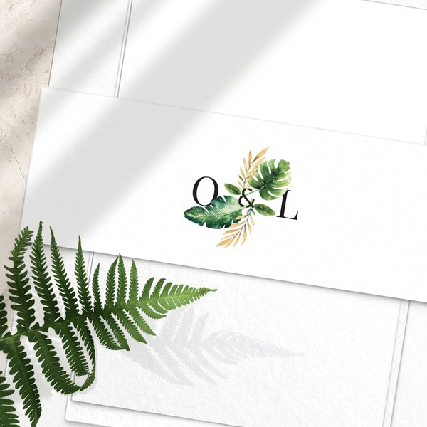 Tropisches BELLY BAND - Hochzeitseinladungsbauchband - Hochzeitseinladung - bedrucktes Banderole