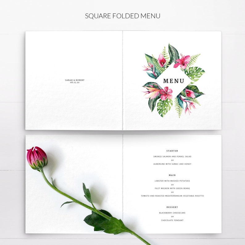 Envelopes Tropical Save The Date destination wedding Floral Wedding Save The Dates Personalized Printed Cards or Digital Printable PDF