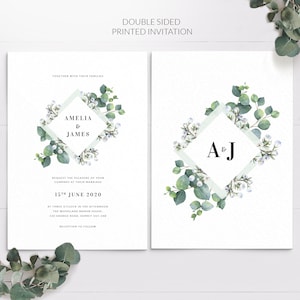 Greenery Eucalyptus Wedding Invitation Wedding Invitation Set Botanical Winter Wedding Invitation PRINTED on luxury Italian paper image 4