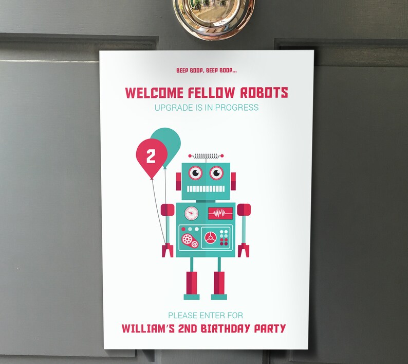 Robot Thank You Card Personalized PRINTABLE, Boys Birthday Party decorations, kids Thank You Cards, Space Party Thank You Note image 5