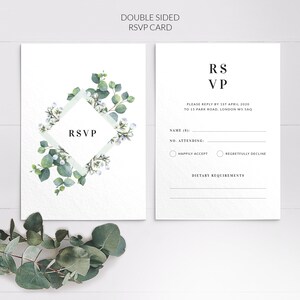 Eucalyptus RSVP-kaarten voor bruiloft - RSVP-kaartsjabloon - Groen RSVP - Gepersonaliseerde gedrukte RSVP-kaarten