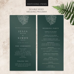 Tropical wedding program Wedding order of service Wedding program template folded Printed wedding programs image 8