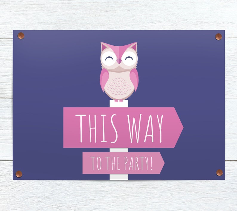 Woodland Baby Shower Decorations Girl, Owl Welcome Sign & Directional Signs, Personalised PRINTABLE Signs image 2