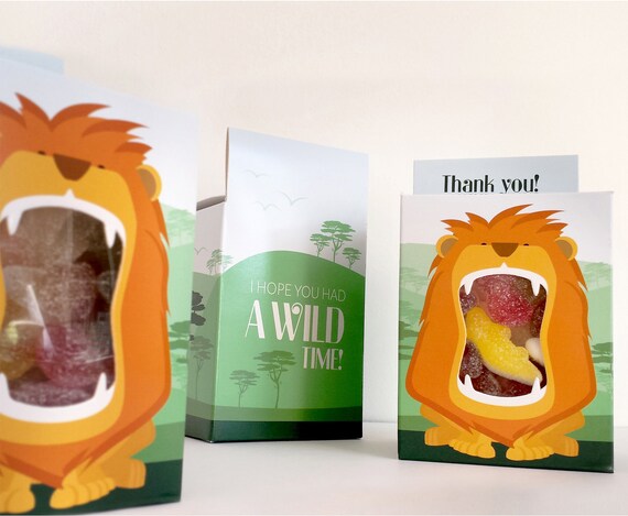 8x Safari Birthday Party Favour Boxes (set of 8), Jungle Party Favors, Safari Baby Shower, Lion Party Boxes, kids Safari Party Decorations Il_570xn