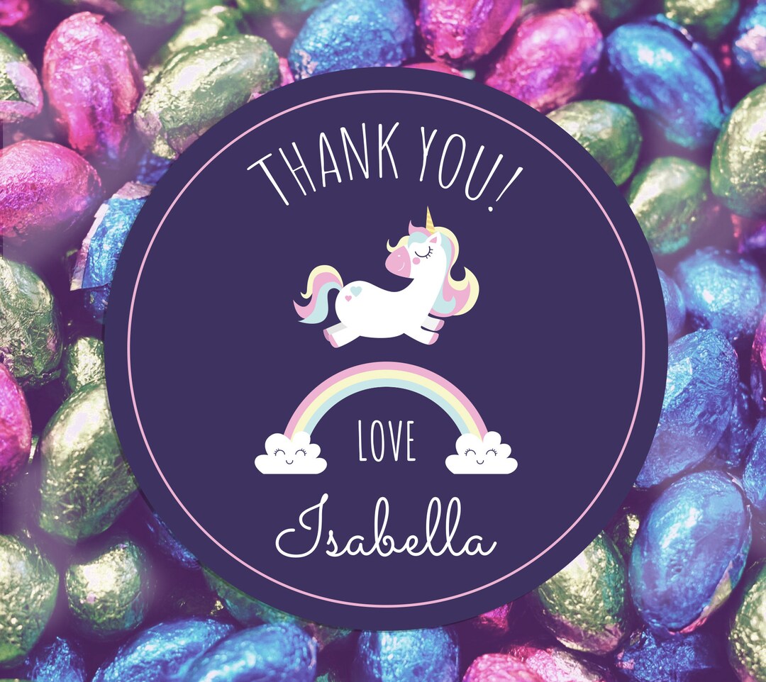 24 Personalised Unicorn Birthday Stickers – Thank You For Coming To My Party – Giggle Amore 11 thumbnail image