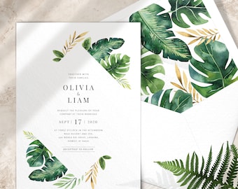 Destination Wedding Invitation - Tropical Wedding Invitation - Beach Wedding Invitation Set - Summer Wedding - PRINTED on luxury paper