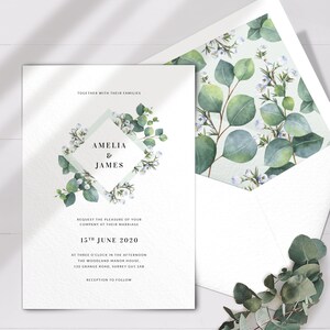 Greenery Eucalyptus Wedding Invitation Wedding Invitation Set Botanical Winter Wedding Invitation PRINTED on luxury Italian paper image 3