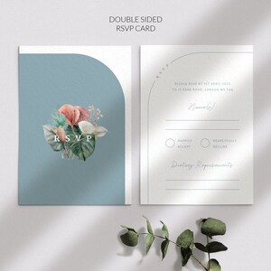 RSVP-kaarten voor bruiloft - Blauwe bloemen RSVP-huwelijkskaarten - Gedrukte RSVP-kaarten