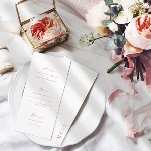 Tarjetas de menú de boda modernas, Decoración de mesa de boda, Menú de matrimonio, Menús impresos