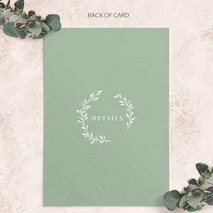 Details card Greenery wedding invitation details card Olive branch wedding details card Wedding info card Printed Cards image 3