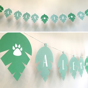 Safari Bunting, Jungle Party Birthday Banner, Tropical leaves Jungle Bunting, Alphabet Bunting, INSTANT DOWNLOAD Printable