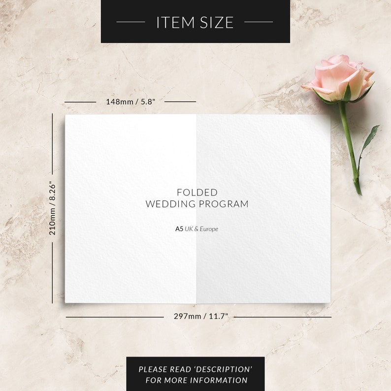 Navy wedding programs folded Floral order of service Wedding program template folded Printed wedding programs image 4