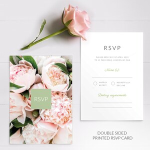 Rustic Floral Wedding Invitation Set, Pink Floral Wedding Invitation, Boho Wedding Invitations PRINTED on luxury paper image 5