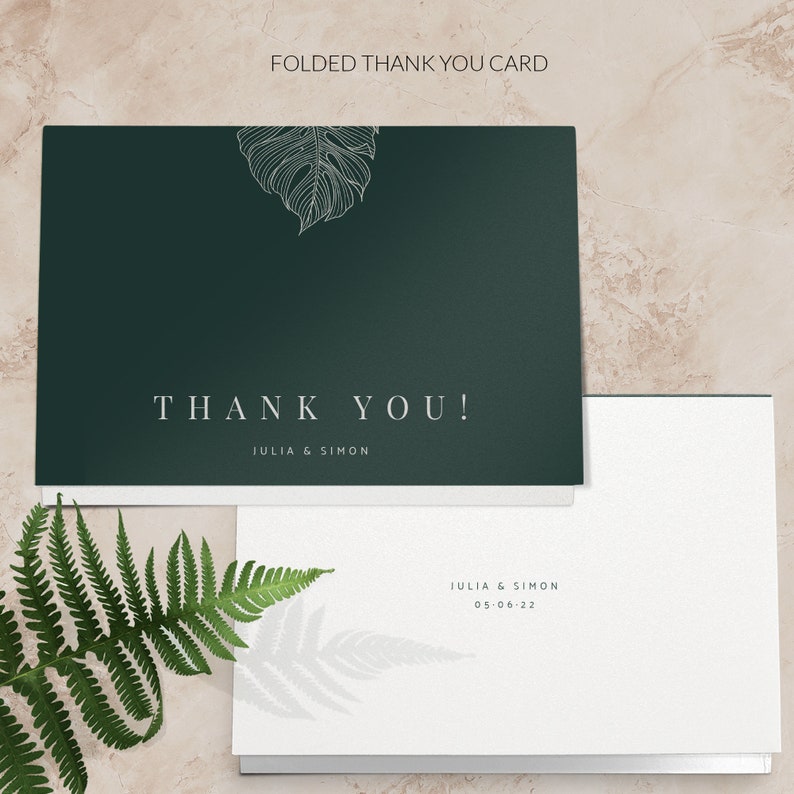 Simple thank you cards Tropical thank you cards pack Destination wedding thank you card Modern wedding thank you card Printed Cards Card Only