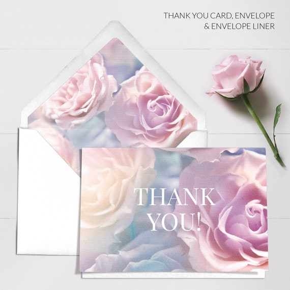 Floral Wedding Thank You Cards - Blush Pink Wedding Thank You Cards - Printed Thank You Cards Personalized Il_570xn