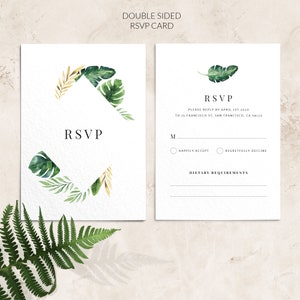 Cartoline RSVP per matrimonio tropicale - Modello per biglietto RSVP - Matrimonio destinazione spiaggia RSVP - Cartoline RSVP stampate