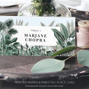 Wedding name cards - Tropical wedding place cards - Destination wedding escort cards, PRINTED - blank place cards or table name cards