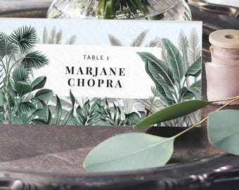 Wedding name cards - Tropical wedding place cards - Destination wedding escort cards, PRINTED - blank place cards or table name cards