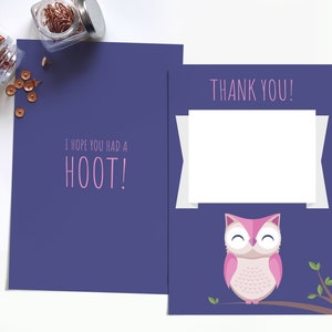 Woodland Baby Shower Thank You Cards, Owl Baby Shower Decorations Girl, Woodland party, INSTANT DOWNLOAD Printable image 1