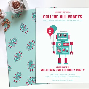 Robot Thank You Card Personalized PRINTABLE, Boys Birthday Party decorations, kids Thank You Cards, Space Party Thank You Note image 3