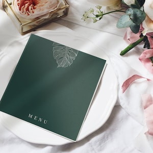 Składane menu weselne - Tropikalne menu weselne - Menu weselne w plenerze - Drukowane menu weselne