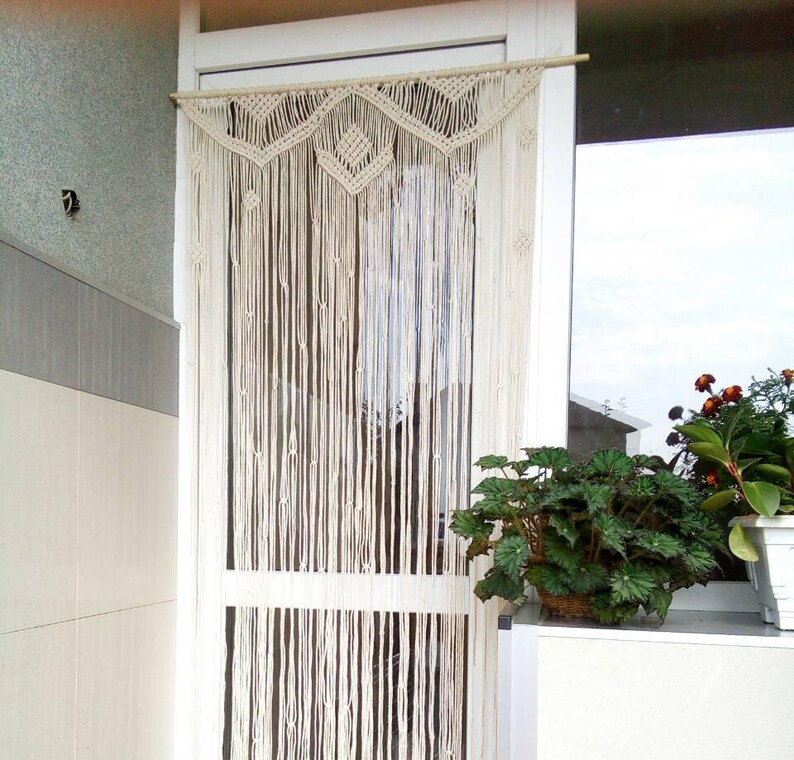 Macrame Curtain Room Divider Door Curtain Retro Wall Hanging Etsy