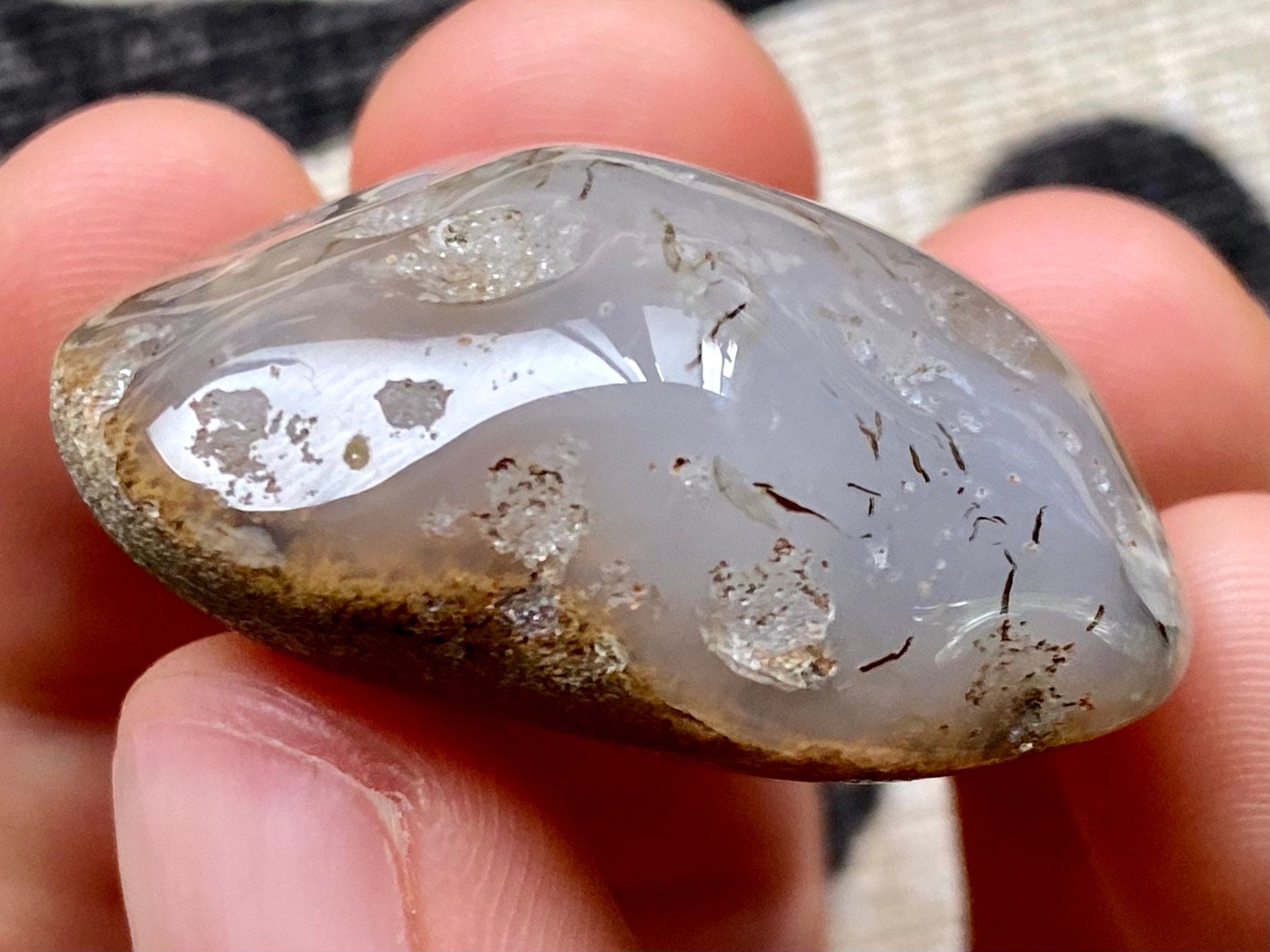 Blue grey Montana moss agate freeform tumbled stone with brown | Etsy