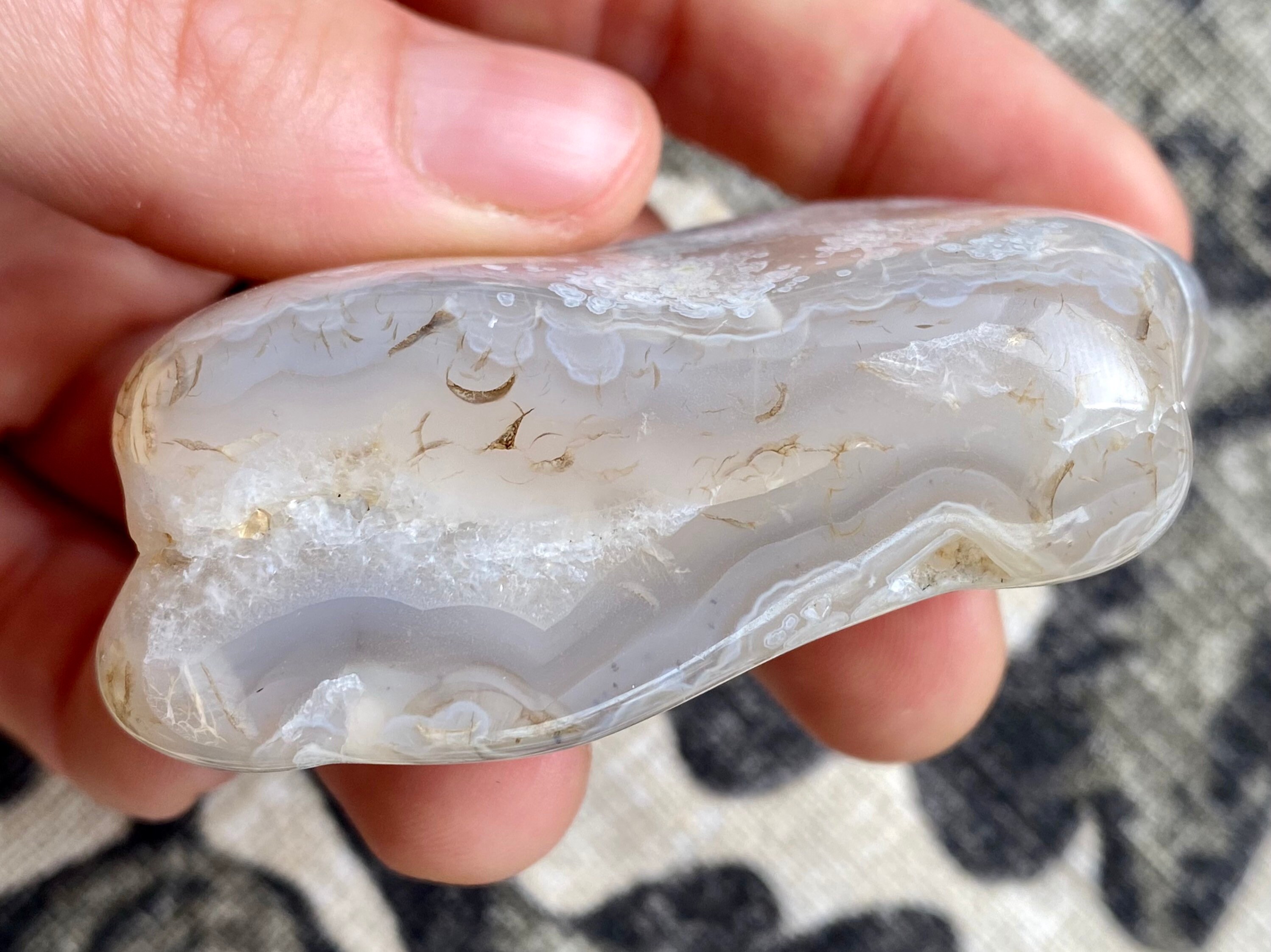 Banded Montana moss agate with large quartz crystal inclusion | Etsy