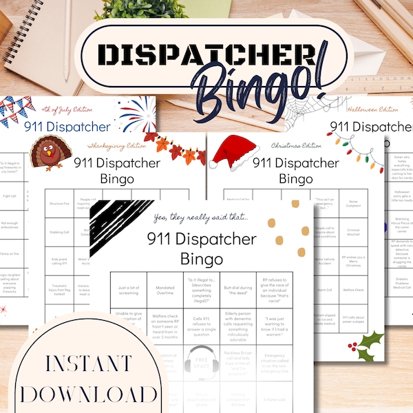 Dispatcher Bingo Digital Download Fun Things to do in the Comm Center