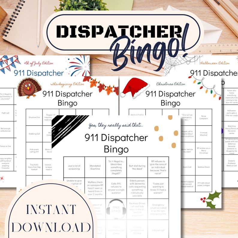Dispatcher Bingo Digital Download Fun Things to do in the Comm Center image 1