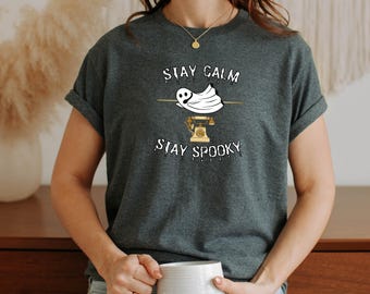 Stay Calm Stay Spooky Halloween 911 Dispatcher Shirt Unisex Softstyle T-Shirt