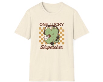 One Lucky Dispatcher Unisex Softstyle T-Shirt St. Patrick's Day 911 Dispatcher Shirt