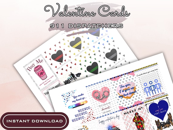 Printable Valentine's Cards for 911 Dispatchers Available for Instant Download