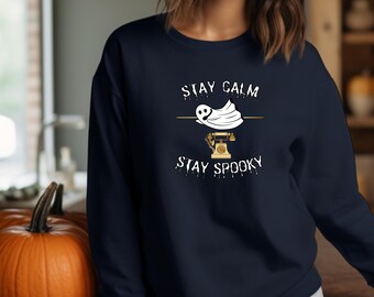Stay Calm Stay Spooky 911 Dispatcher Halloween Pumpkin Unisex Heavy Blend™ Crewneck Sweatshirt