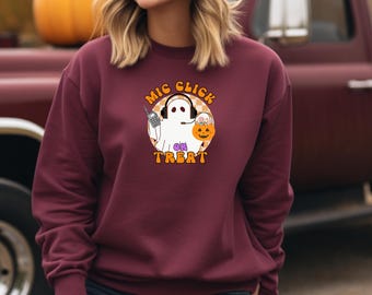 Mic Click or Treat Funny Halloween 911 Dispatcher Unisex Heavy Blend™ Crewneck Sweatshirt