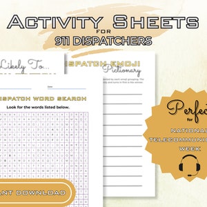 Dispatcher Activity Pages for National Telecommunications Week Comm Center Activities