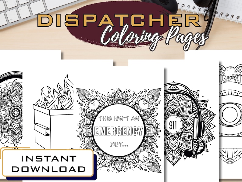 Dispatcher Coloring Pages Digital Download image 1