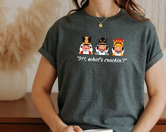 What's Crackin' 911 Nutcracker Dispatcher Unisex Softstyle T-Shirt