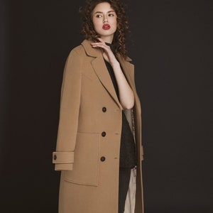 Autumn camel wool coat / Woman wool coat / Winter wool overcoat / Fall warm coat image 4