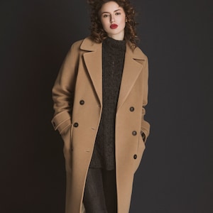 Autumn camel wool coat / Woman wool coat / Winter wool overcoat / Fall warm coat Camel