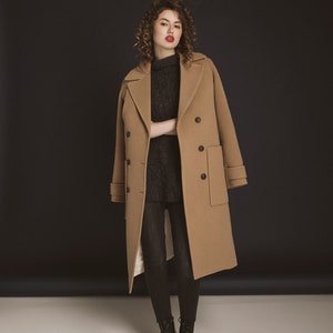 Autumn camel wool coat / Woman wool coat / Winter wool overcoat / Fall warm coat image 3