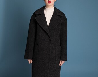 Black cocoon coat