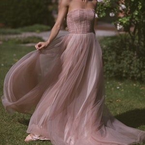 Blush Tulle Wedding Skirt: Romantic A-Line Bridal Skirt