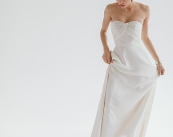 Silk draped corset bridal dress / Sweetheart bridal gown / Ivory wedding separates