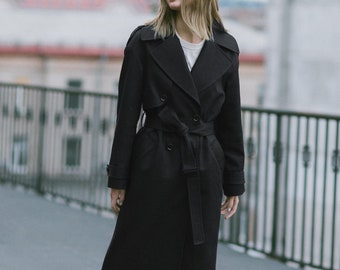 Cotton trench coat / Long trench coat/ Double-breasted trench coat /Autumn trench coat // Helen