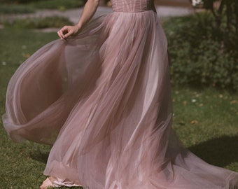 Blush romantic tulle wedding skirt / A-line tulle bridal skirt /  / Evening tulle skirt // SICILY