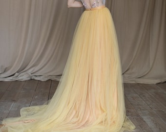 Marigold tulle wedding skirt / Light mustard bridal / Full bridal skirt / Yellow tulle wedding skirt / MORGAN