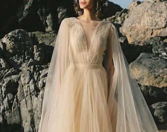 sachin and babi light blue dress Vintage Champagne Applique Lace Wedding Dress Bridal Gown main image 0