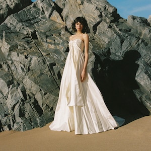 Empire wedding gown / Sleeveless corset full wedding dress / Regency bridal dress / A-line bridal gown / Silk dupion bridal attire