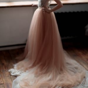Ivory copper wedding skirt, tulle bridal skirt